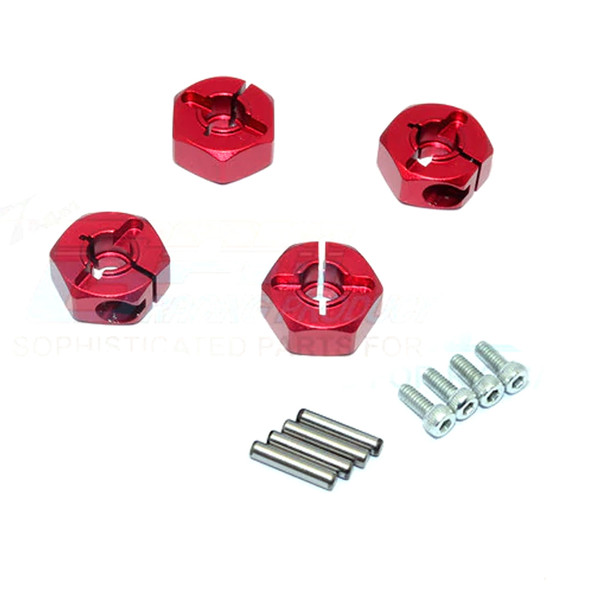 GPM Aluminum Wheel Hex Drive Adaptor w/ Pins & Screws Red : Tamiya TT-01