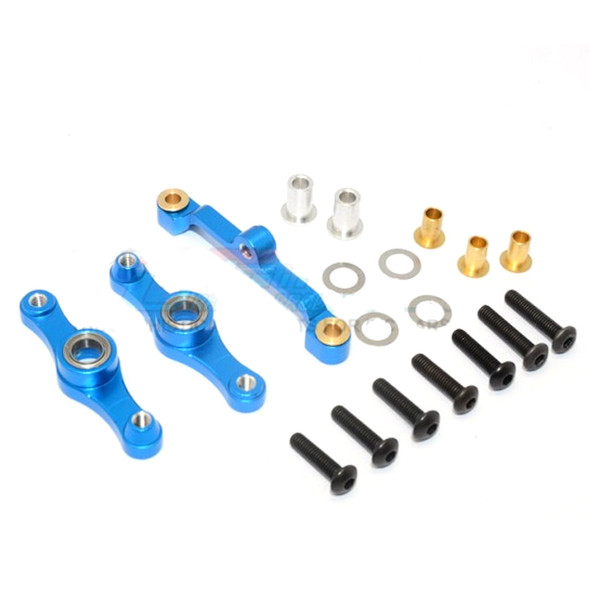 GPM Aluminum Steering Assembly w/ Bearings Blue : Tamiya TT-01 & TT-01D