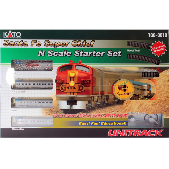 Kato 106-0018 Santa Fe Super Chief Starter Train Set w/ Track & Power Pack N Scale