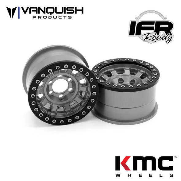 Vanquish VPS07782 1.9 Aluminum KMC KM236 Tank Beadlock Grey Wheels (2)