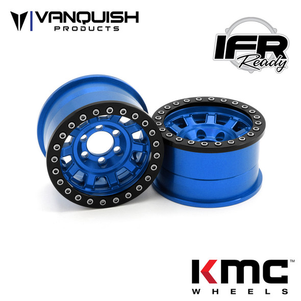 Vanquish VPS07784 1.9 Aluminum KMC KM236 Tank Beadlock Blue Wheels (2)