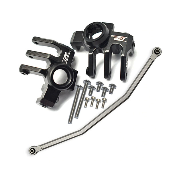 GPM Aluminum Front Knuckle Arm w/ Steering Rod Black : Axial 1/10 RBX10 Ryft