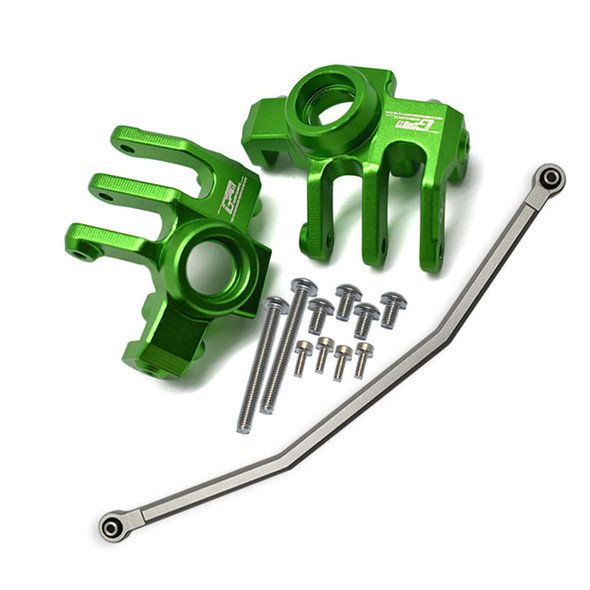 GPM Aluminum Front Knuckle Arm w/ Steering Rod Green : Axial 1/10 RBX10 Ryft
