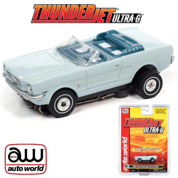 Auto World Thunderjet R34 1965 Ford Mustang Convertible Blue HO Slot Car