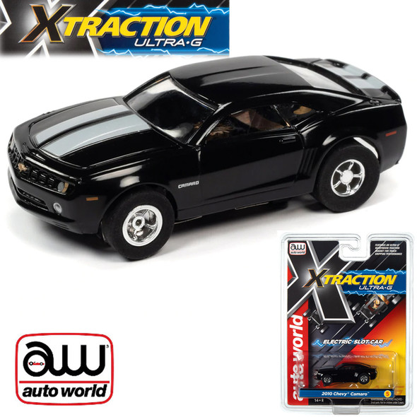 Auto World Xtraction R35 2010 Chevrolet Camaro Black HO Scale Slot Car