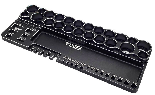 NHX RC Multi-Functional Aluminum Tool Stand -XT90 Jig E-Clip Parts Tray -Black