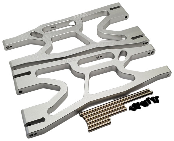 NHX RC Aluminum Front / Rear Lower Suspension Arms 2pc- Silver: 1/5 X-MAXX 8S