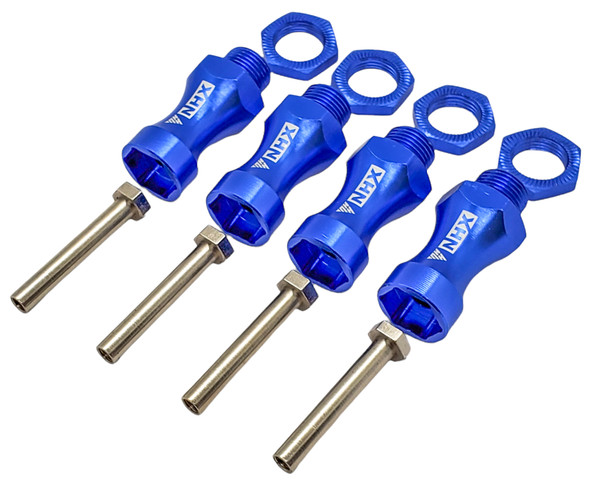 NHX RC Wheel Hex Adaptor 12mm to 17mm (4pc) 30mm Offset Extender- Blue