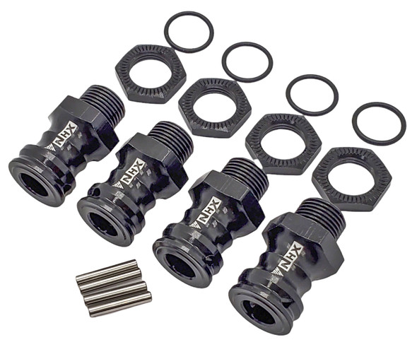 NHX RC Wheel Hex Adaptor 12mm to 17mm - 23mm Offset Extender- 4pc Black