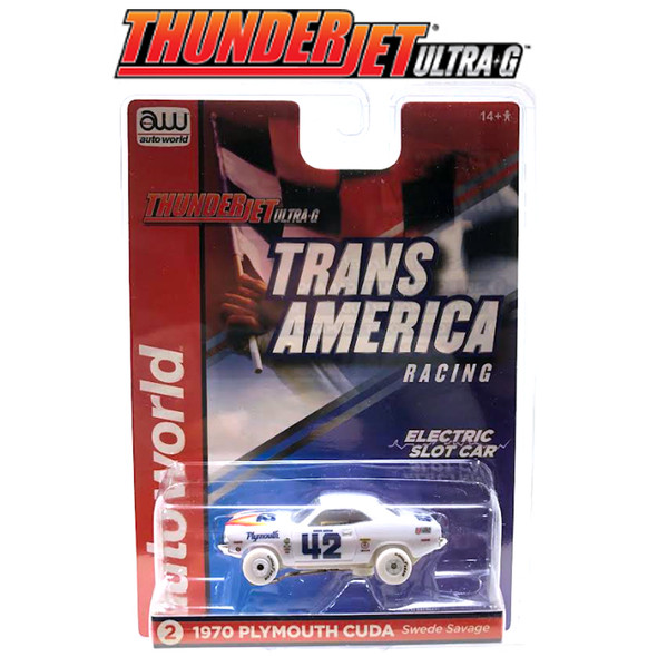 Auto World Thunderjet R32 Swede Savage '70 Aar Plymouth Barracuda #42 iWheels HO Slot Car