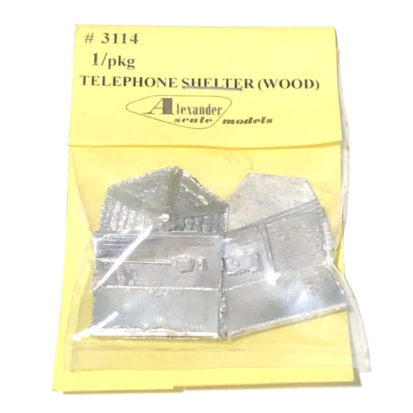 Alexander Scale Models 3114 Telephone Shelter Wood HO Scale