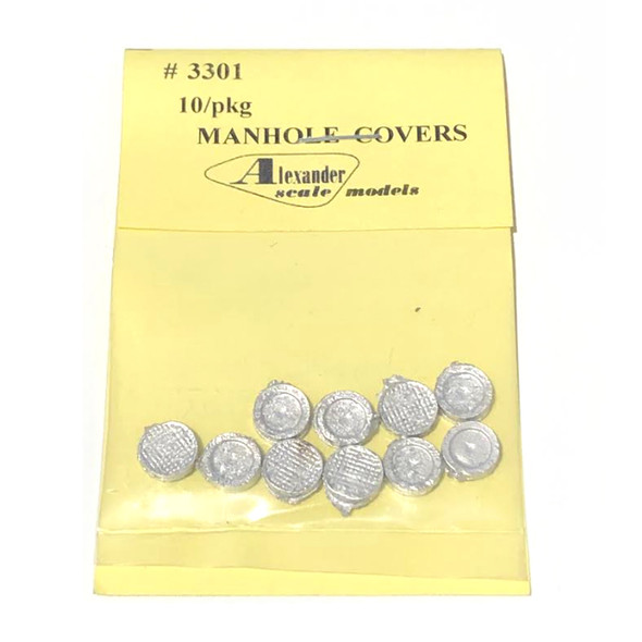 Alexander Scale Models 3301 Man-Hole Cover (10) HO Scale