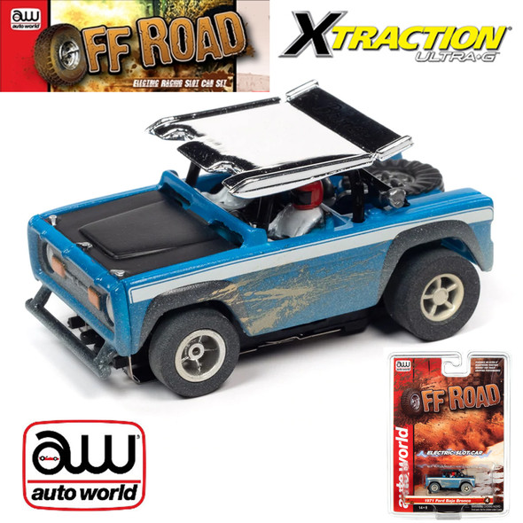Auto World X-Traction 1971 Ford Baja Bronco Blue HO Scale Slot Car