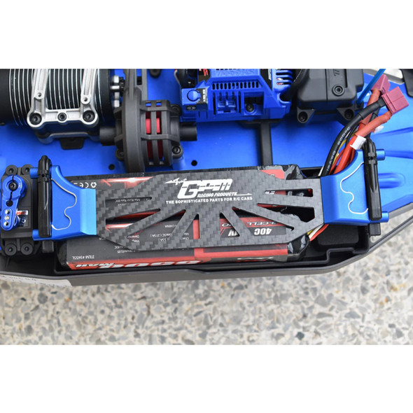 GPM Racing Aluminum 6061-T6 + Carbon Fiber Battery Hold-Down Red : 1/8 Sledge