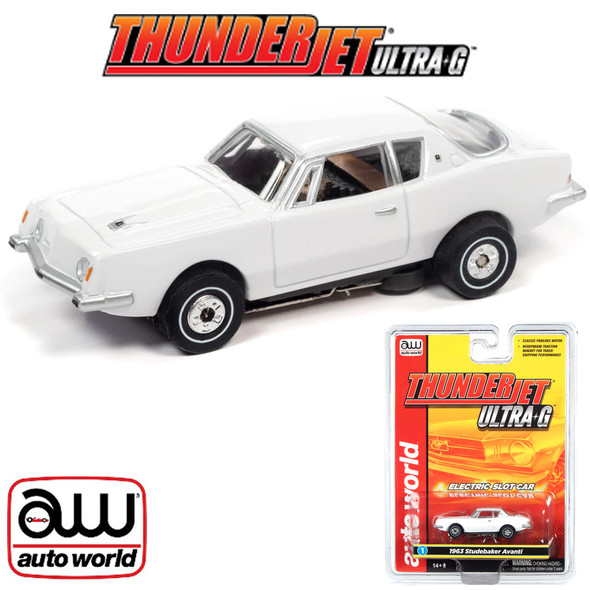 Auto World Thunderjet R34 1963 Studebaker Avanti White HO Slot Car