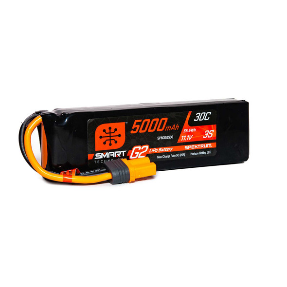 Spektrum SPMX53S30 11.1V 5000mAh 3S 30C Smart G2 LiPo Battery : IC5