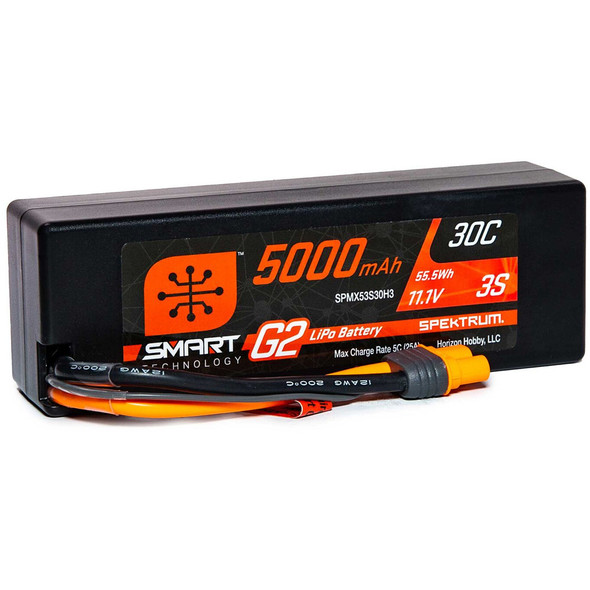 Spektrum SPMX53S30H3 11.1V 5000mAh 3S 30C Smart G2 Hardcase LiPo Battery : IC3