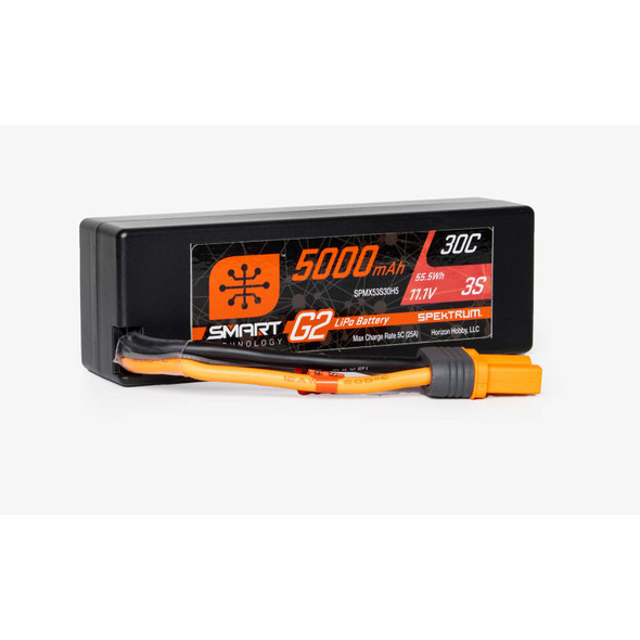 Spektrum SPMX53S30H5 11.1V 5000mAh 3S 30C Smart G2 Hardcase LiPo Battery : IC5