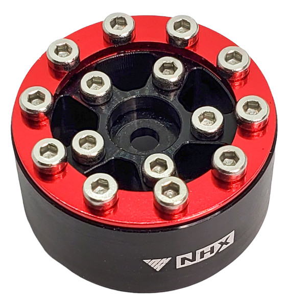 NHX RC 1.0" Aluminum Screw-Style Beadlock Wheels (4) -Red : SCX24