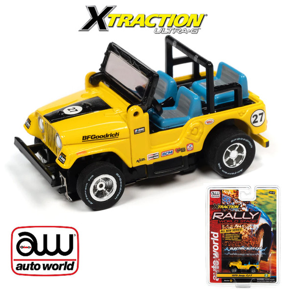 Auto World Xtraction Rally 1979 Jeep CJ-7 Yellow HO Scale Slot Car