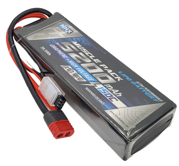 NHX RC 2S 7.6V 5200mAh 150C HV + Graphene LiPo Battery w/ Deans Connector