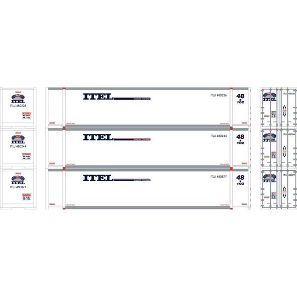 Athearn ATH27695 RTR 48' Container - ITEL #2 (3) HO Scale