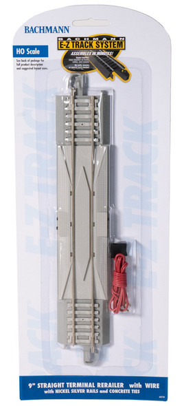 Bachmann 44710 9" Straight Terminal Rerailer w/ Wire & Concrete Ties HO Scale