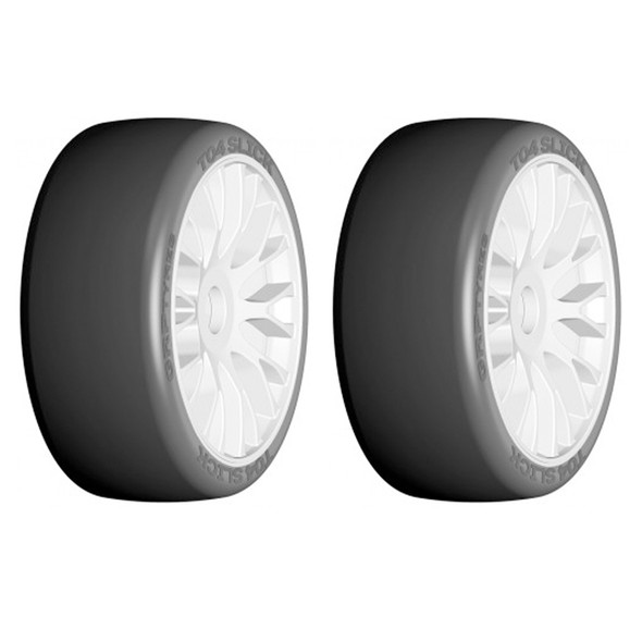 GRP GTH04-XB1 1:8 GT T04 SLICK XB1 Ultra Soft Tires w/ 20 Spoked White Wheel (2)
