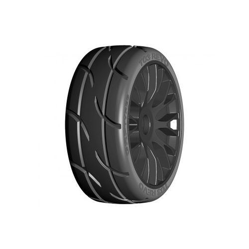GRP GTX03-XB1 1:8 GT T03 REVO XB1 Ultra Soft Tires w/ 20 Spoked Black Wheel (2)