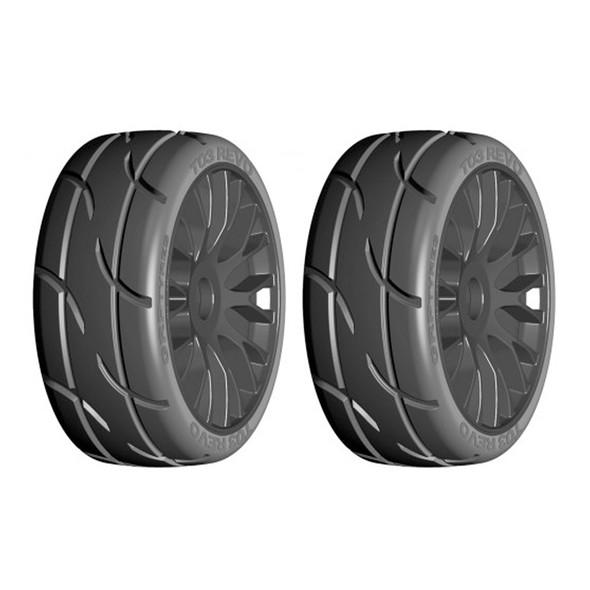 GRP GTX03-XB2 1:8 GT T03 REVO XB2 Extra Soft Tires w/ 20 Spoked Black Wheel (2)