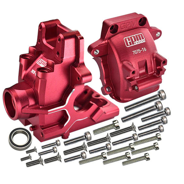 GPM Racing Aluminum 7075-T6 Front Or Rear Gear Box Red : Traxxas 1/8 Sledge