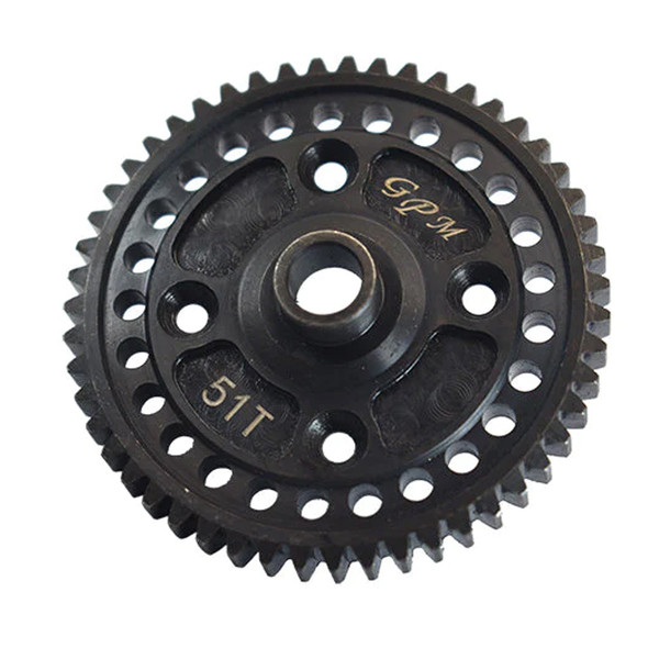 GPM Racing Carbon Steel Spur Gear 51T Black : Traxxas 1/8 Sledge GPM Racing Carbon Steel Spur Gear 51T Black : Traxxas 1/8 Sledge