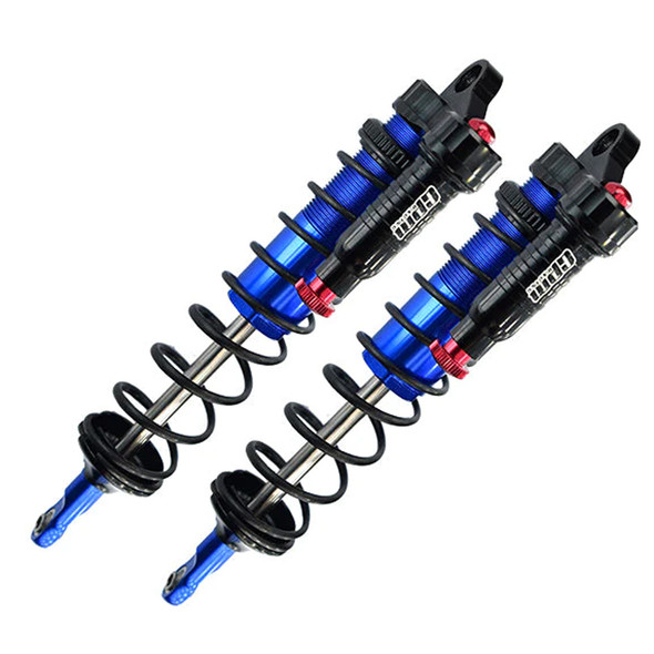 GPM Alum 6061-T6 Rear L-Shape Piggy Back Adjustable Spring Shock 143mm Blue for Sledge