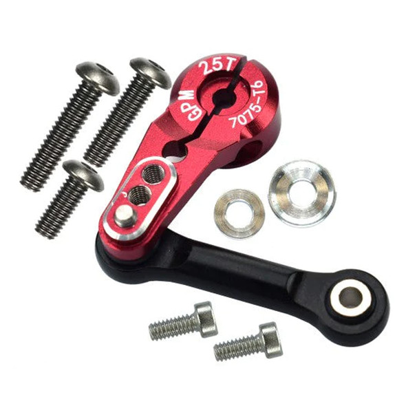 GPM Racing Aluminum 7075-T6 Tie Rod + 25T Servo Horn Red for 1/8 Sledge