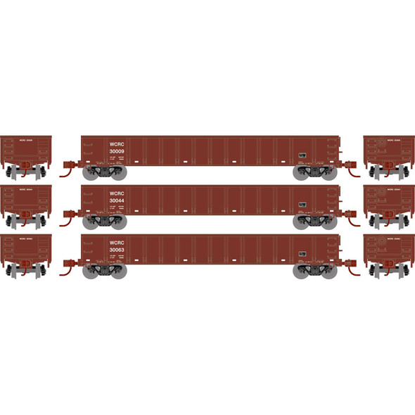 Athearn ATH8399 52' Mill Gondola - Washington Central (3) RTR Freight Cars HO Scale