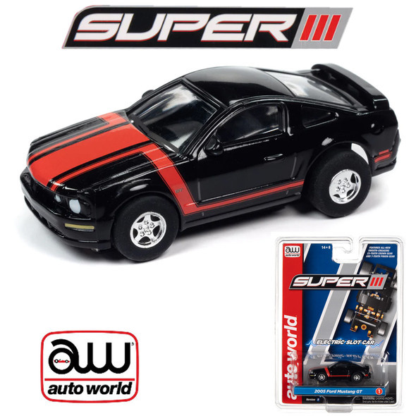 Auto World Super III 2005 Ford Mustang GT Black Version B HO Scale Slot Car