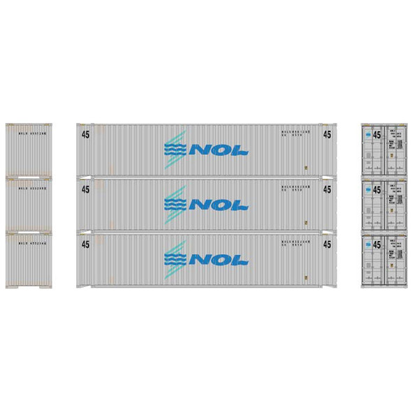 Athearn ATH17893 45' Container - NOL #2 (3) N Scale