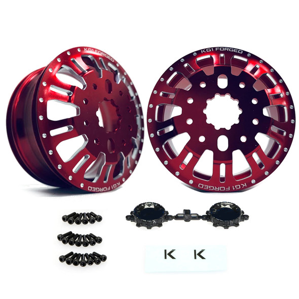 CEN Racing CKD0653 KG1 KD004 CNC Alum Front Dually Red Wheels (2) w/Cap/Screws