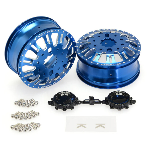 CEN Racing CKD0656 KG1 KD004 CNC Alum Rear Dually Blue Wheels (2) w/Cap/Screws