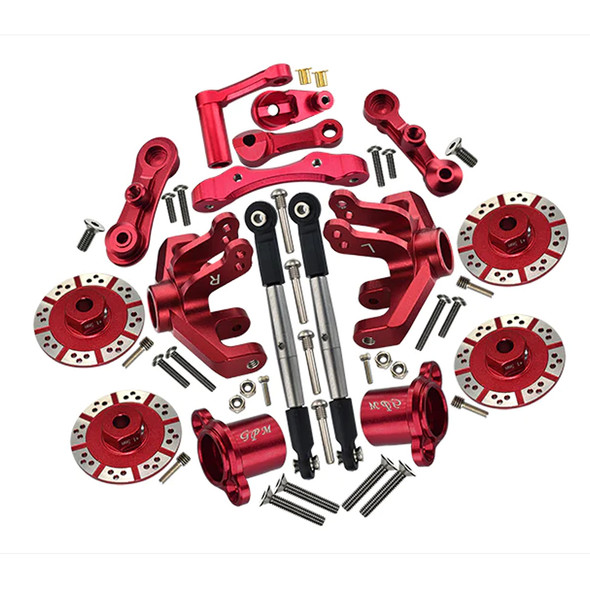 GPM Alum Combo Set A (Hex + Brake Disk + Fr Knuckles + Tie Rod) Red for Baja Rey