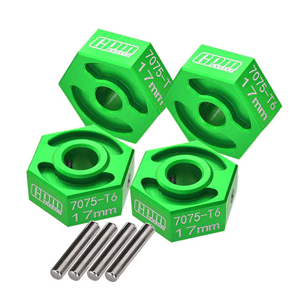 GPM Racing Aluminum 7075-T6 Hex Adapter (17mmx8mm) Green for Losi 1/8 LMT