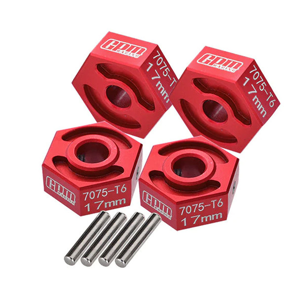 GPM Racing Aluminum 7075-T6 Hex Adapter (17mmx8mm) Red for Losi 1/8 LMT