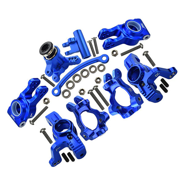 GPM Alum Combo Set A (Fr C-Hubs + F&R Knuckle Arms + Steering Assembly) Blue for Lasernut