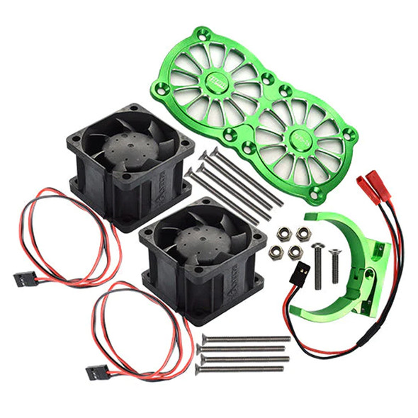 GPM Alum 7075-T6 Motor Heatsink w/ Dual Cooling Fan & Adjustable Mount Green for 1/5 Kraton 8S