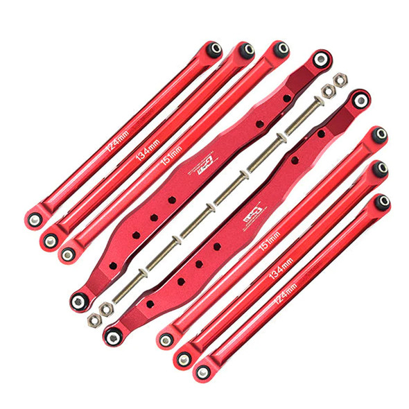 GPM Aluminum Combo Set A (Trailing Arms + Chassis Links) Red for Axial RBX10