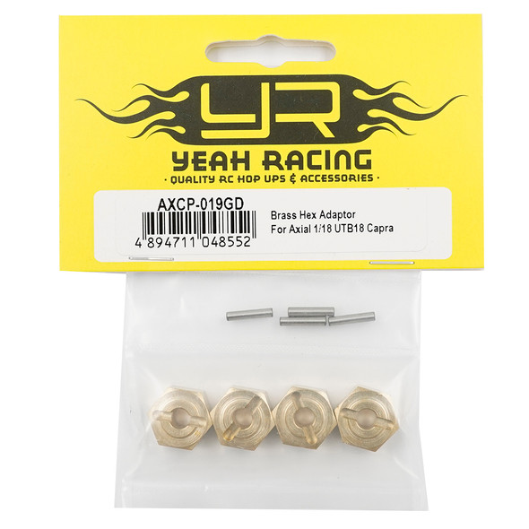 Yeah Racing AXCP-019GD Brass Hex Adaptor for Axial 1/18 UTB18 Capra