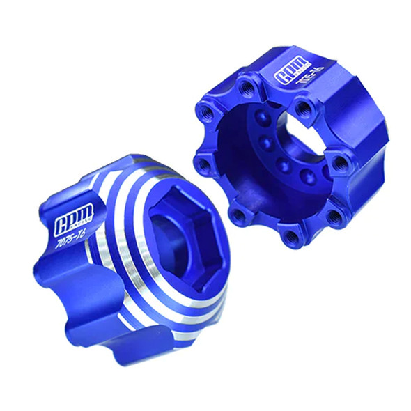 GPM Aluminum 8x32 to 17mm 1/2" Offset Hex Adapters (2) Blue for Pro-Line Wheels