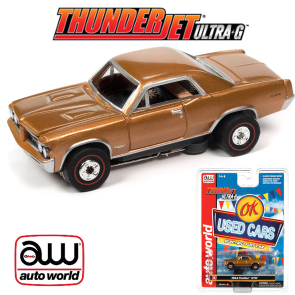 Auto World Thunderjet Ok Used Cars 1964 Pontiac GTO Gold HO Scale Slot Car