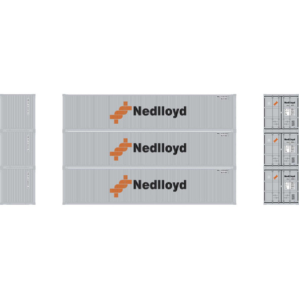 Athearn ATH27056 40' Corrugate Low Container - Nedlloyd # 2 (3) HO Scale