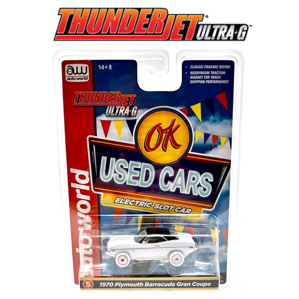 Auto World Thunderjet Ok Used Cars 1970 Plymouth Barracuda Gran Coupe iWheels HO Slot Car